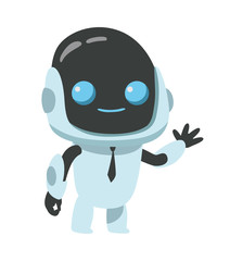little robot is smiling. Isolated object on white background