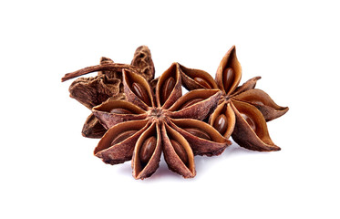 Anise  on white background closeup. Spice isolated.