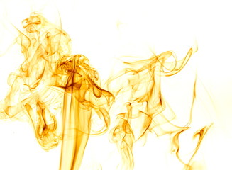 Yellow smoke on white background