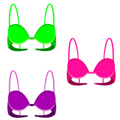 Collection of colored bras. Swimsuit Summer