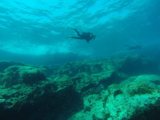 diver, scuba, diving, underwater, sea, cyprus, bubbles, girl, extreme, depth