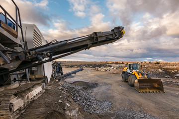 Machinery to transform the stone into gravel to build roads