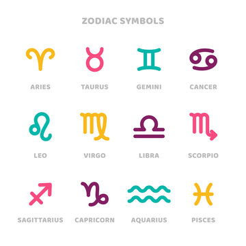 Zodiac symbols illustrations set