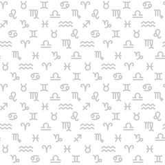 Obraz premium Zodiac monochrome seamless pattern