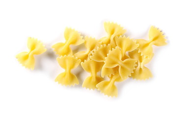 Farfalle pasta pile isolated on white background