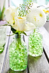 Decorating with water hydro bubbles and flowers