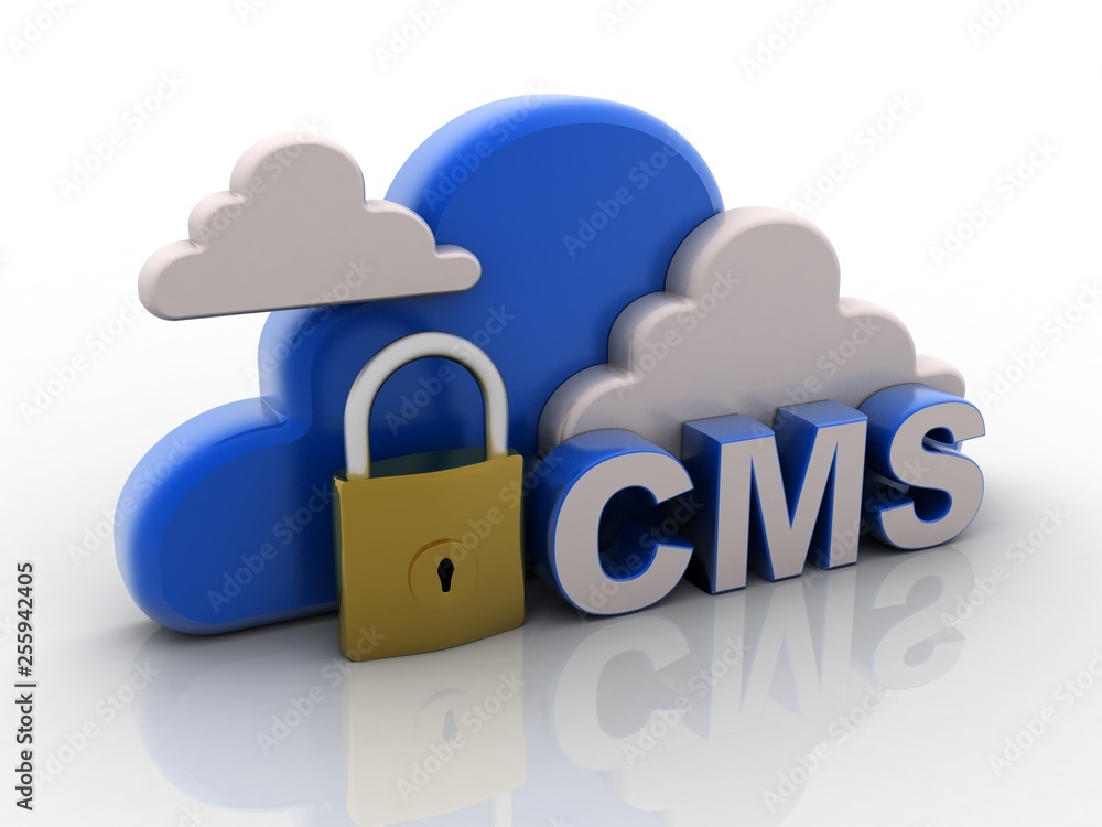 Poster 3d rendering cms cloud lock