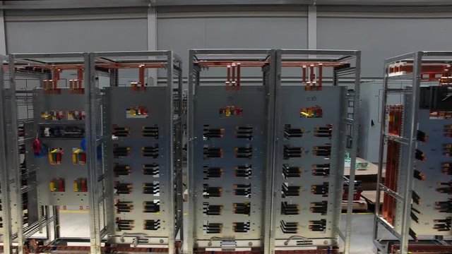 Data center server room network. Scene. Servers close-up