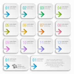 Infographics Vector Arrow Buttons, 12-Step	