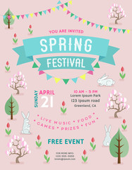 Spring festival announcing poster template with customized. text. - 255943841