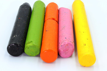 Color Crayon Wax Pencil ,used Crayon  Isolated on White Background