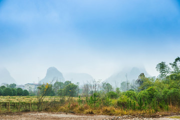 Mountain in the mist scenery