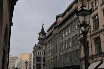 The city centrum of Leipzig, with some historic and old buildings