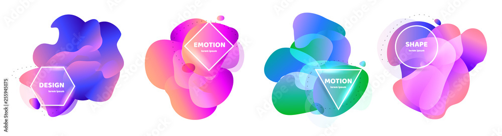 Poster Abstract background shapes. Vector banner unusual modern design. Gradient pattern style. Flow. Vector illustration.