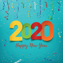 Happy New Year 2020. Abstract design template.