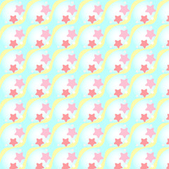  Background consisting of colored starfishes. Seaside. Pattern. Summer motives.