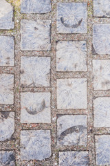 Dark texture of stone floor close up