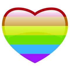 Pride LGBT heart vector icon, Lesbian gay bisexual transgender concept love symbol. Flag Color rainbow flat design sign isolated on white. Colored horizontal stripes