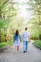 Fototapeta premium young couple walking in the park