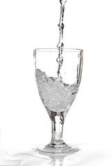 clear water splashing into transparent glass