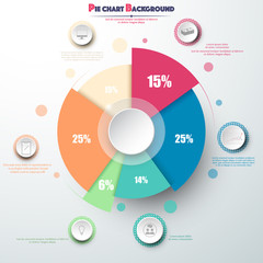 Business colorful pie chart template with big circle in the center. Background for your documents, web sites, reports, presentations and infographics © antares_j