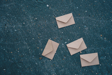 many od envelope imply for sending mail on sand texture background.
