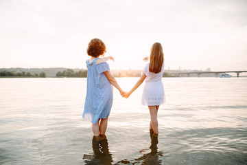mother and daughter on the beach