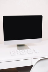 Fototapeta premium computer on white desktop, office space