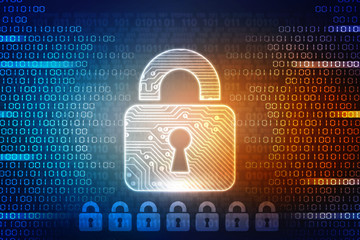2d illustration Safety concept: Closed Padlock on digital background