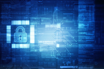 2d illustration Safety concept: Closed Padlock on digital background