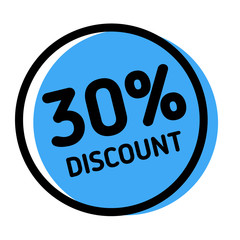 30 percent discount stamp on white