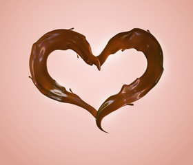 Chocolate heart. Chocolate splashes in shape of heart