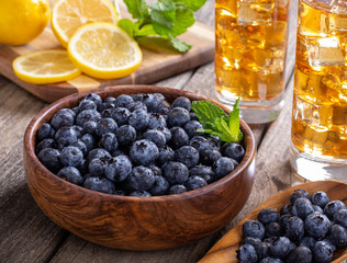 Closeup of a Bowl of Fresh Blueberries