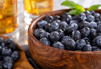 Closeup of a Bowl of Fresh Blueberries