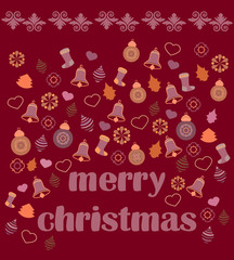 Naklejka premium Holiday card of christmas symbols. Vector print.