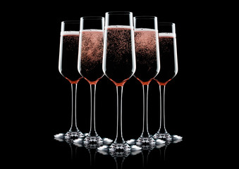 Rose pink champagne glasses with bubbles