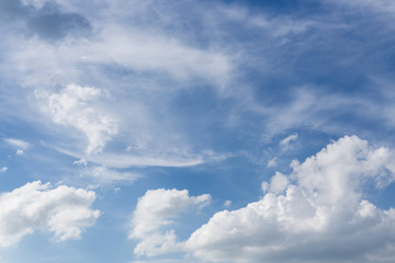 fluffy white cloud moving above clear blue sky
