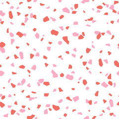 Terrazzo seamless pattern in White, Coral and Pink