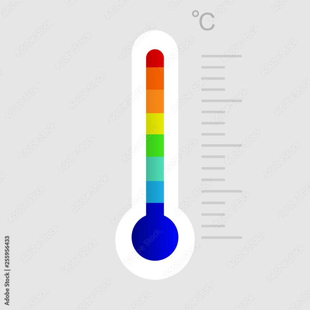 Poster thermometers icon with different zones. vector image isolated on white background