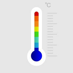 Thermometers icon with different zones. Vector image isolated on white background