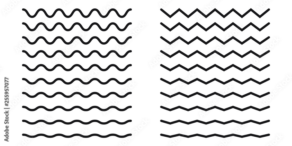 Poster set of wavy horizontal lines. vector design element