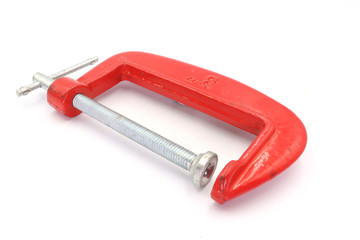 Clamp, C-Clamp compression tool isolated on white background.