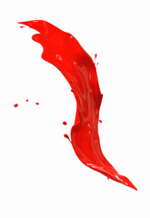 Red paint splash isolated on white, 3d render, clipart