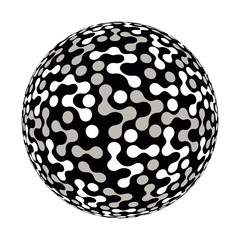 graphic connected dots sphere in silver shades