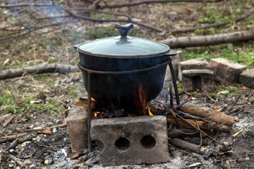 soup cooked in katla, on a fire, in a lusa, in a hike