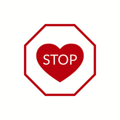 Stop love concept. Feelings logo. Vector illustration
