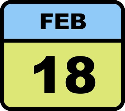 February 18th Date on a Single Day Calendar