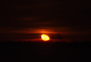Orange moon rise