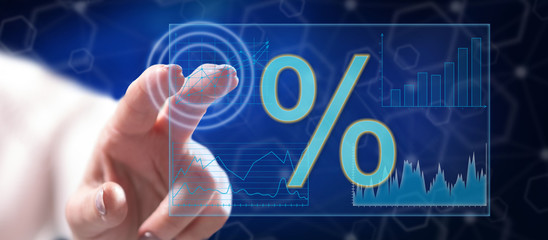 Woman touching digital interest rates data