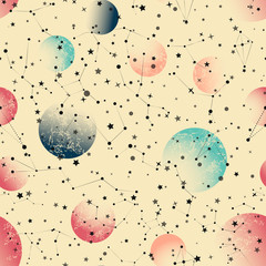 Abstract  seamless pattern. Space constellations